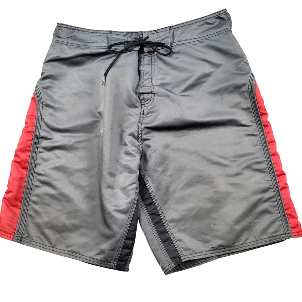 Anchor Blue Men's Y2K Vintage Board Shorts Grey‎ Wax Comb Bottle Opener Size 36